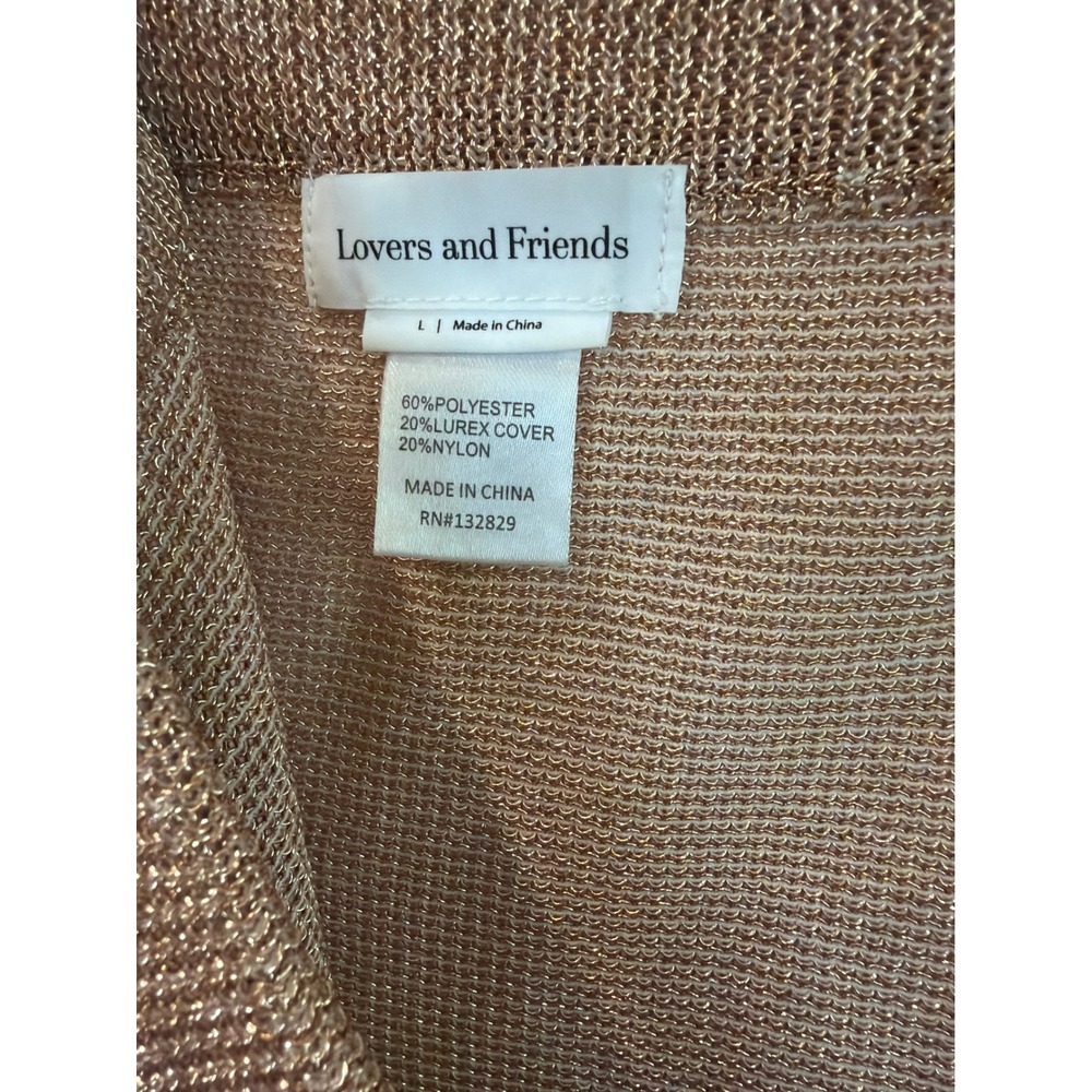 Lovers and Friends Metallic Knit Maxi Skirt Rose Gold Lurex Wrap Slit Size L - Picture 4 of 4